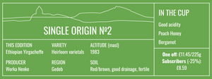 Single Origin No. 2 Ethiopian Yirgacheffe Free Cannister with Subscription Trial